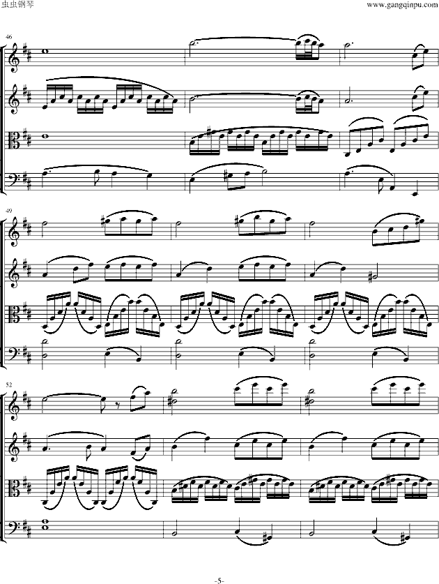 h23简·爱主题抒情曲（弦乐四重奏）钢琴谱第5页