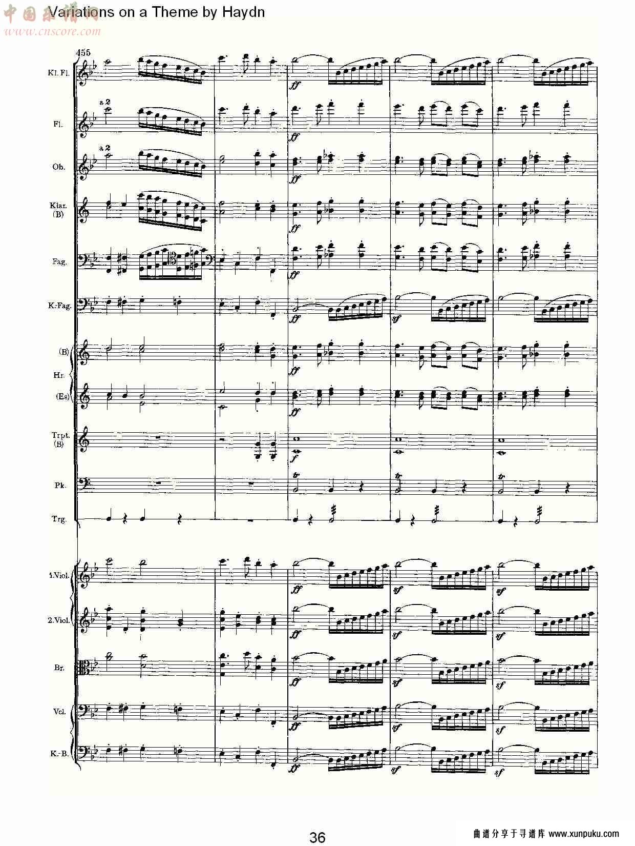 variations on a theme by haydn   海顿主旋律变奏曲（八）总谱第1页