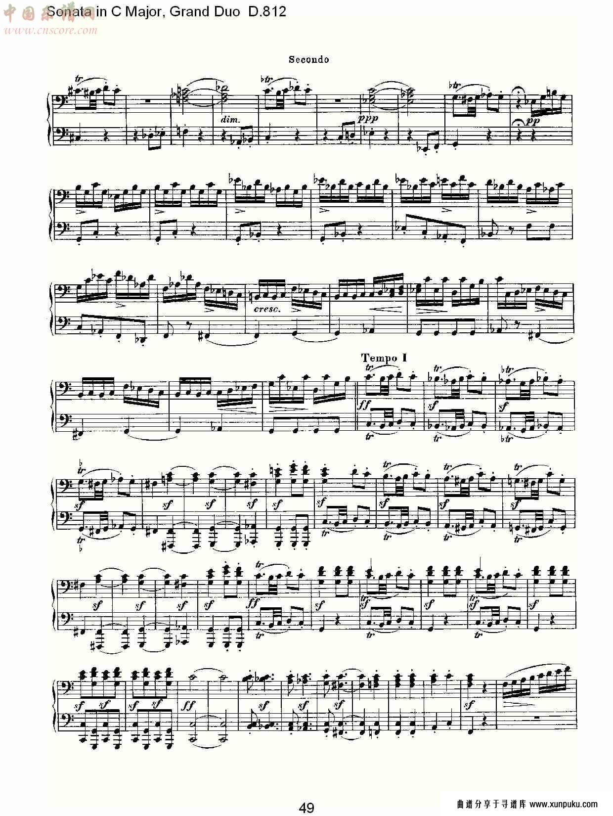 ｃ大调奏鸣曲，盛大的二重奏d.812（十）总谱第4页