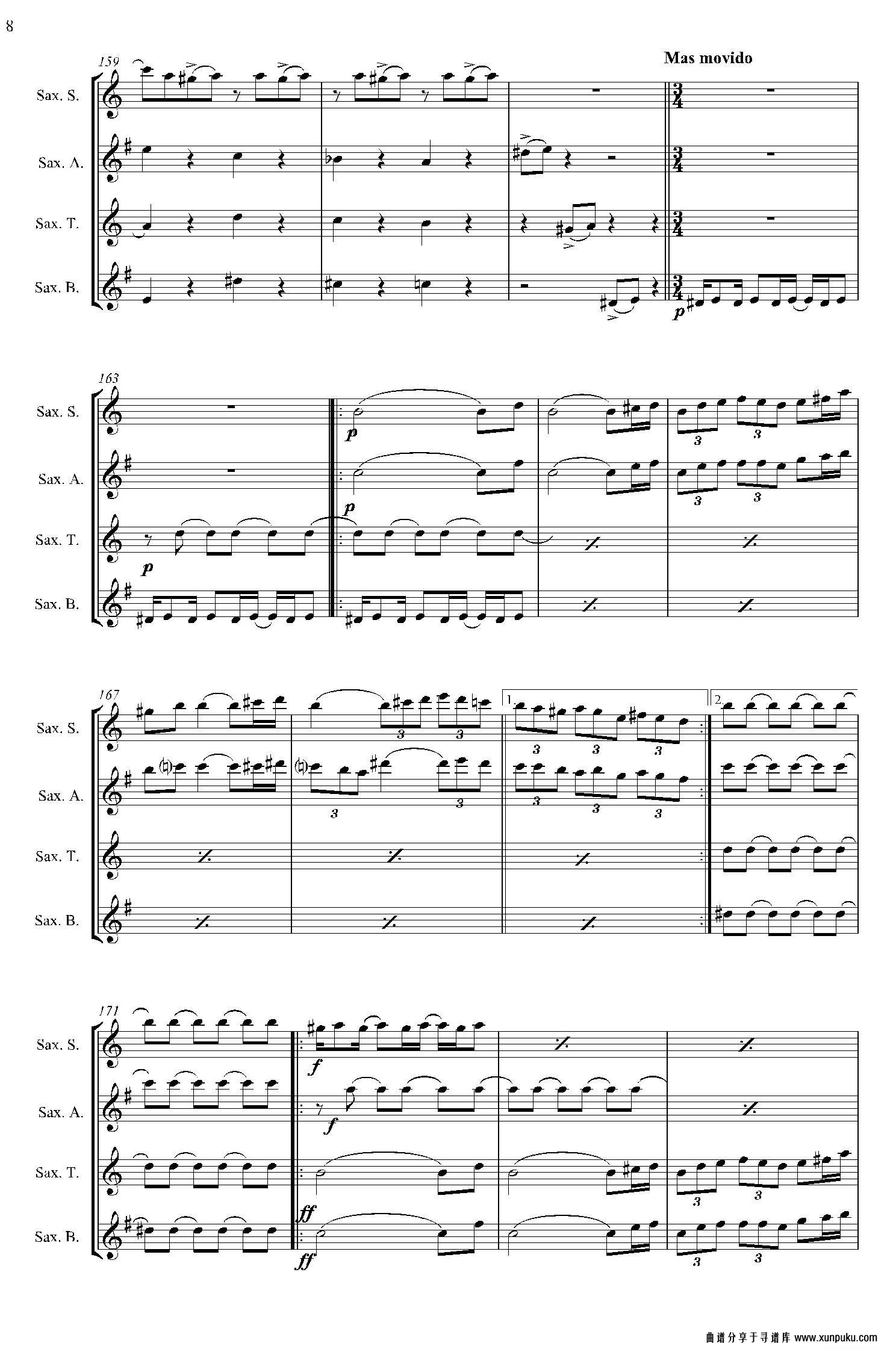 estilos（四重奏）萨克斯谱第8页