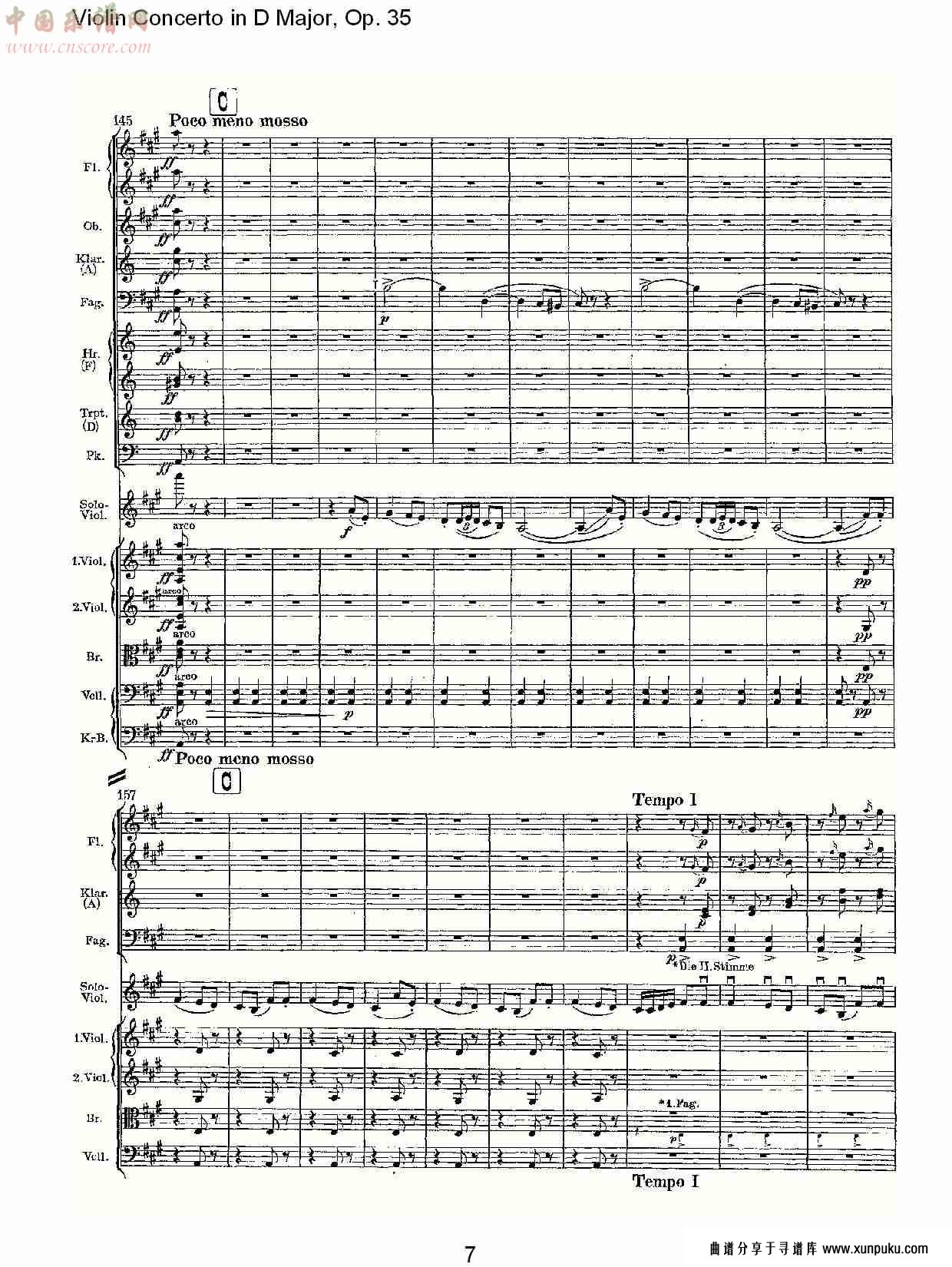 d大调小提琴协奏曲, op.35第三乐章（二）总谱第2页