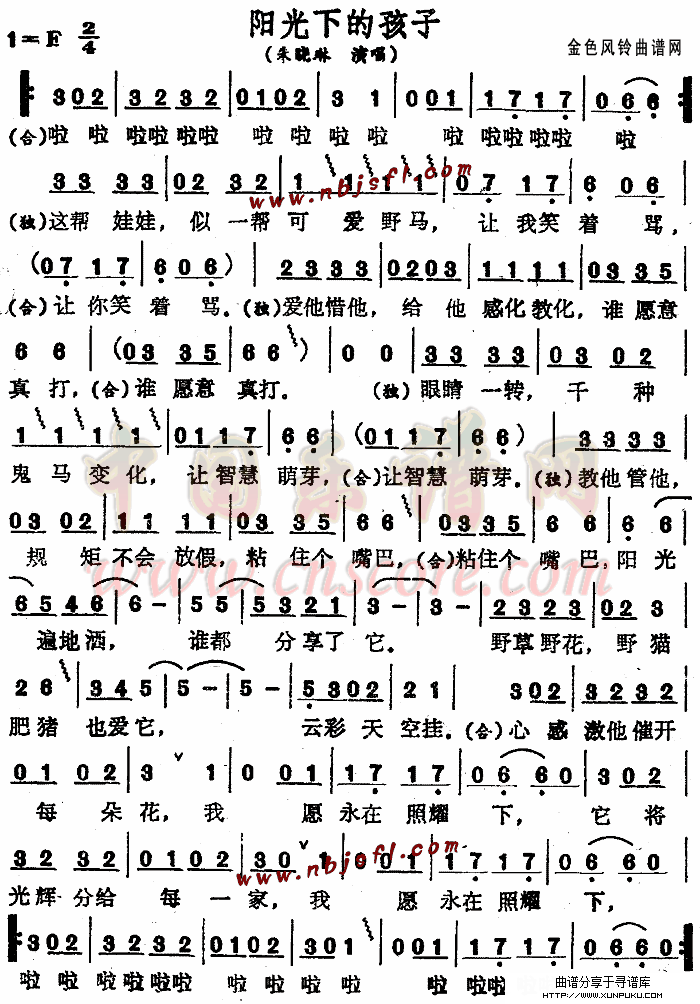 阳光下的孩子简谱