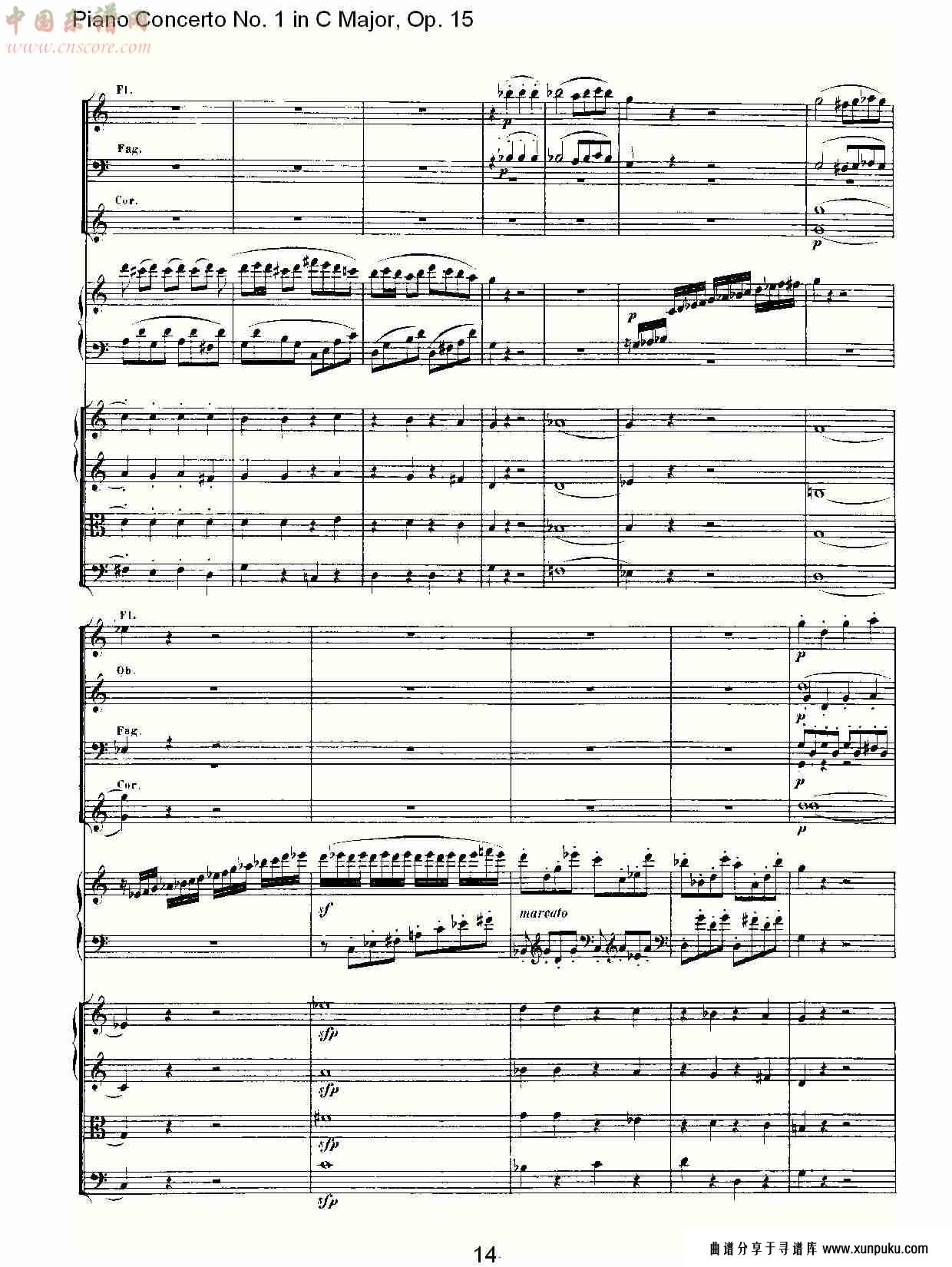 c大调钢琴第一协奏曲 op.15　第一乐章（二）总谱第5页