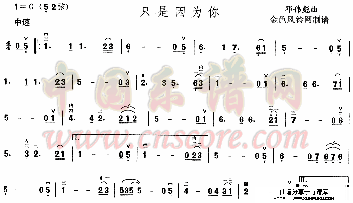 只是因为你简谱