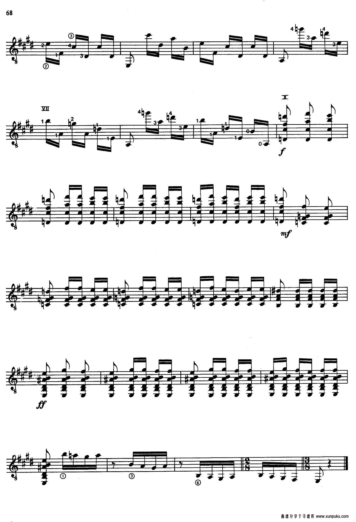 joaquin rodrigo music for guitar（罗德里戈吉他音乐p61-68）（古吉他谱第8页