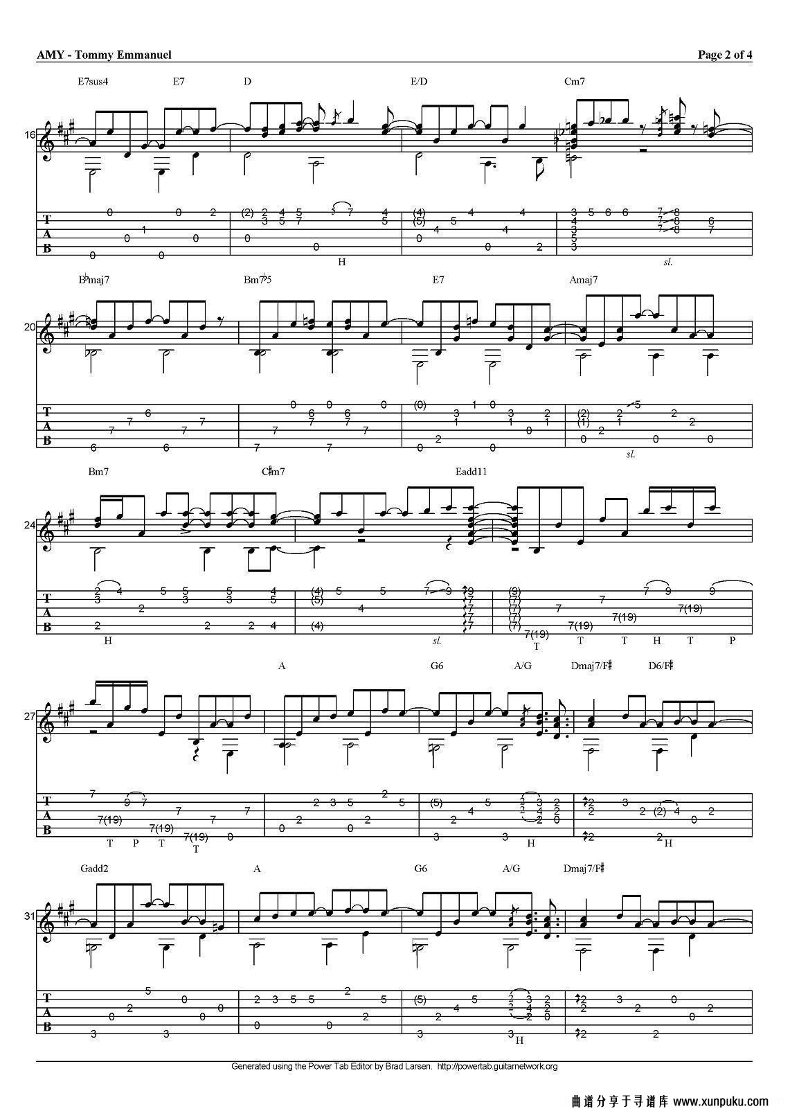 tommy emmanuel：amy（指弹吉他）吉他谱第2页