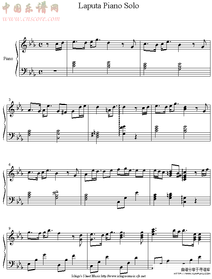 laputa piano solo钢琴谱第1页