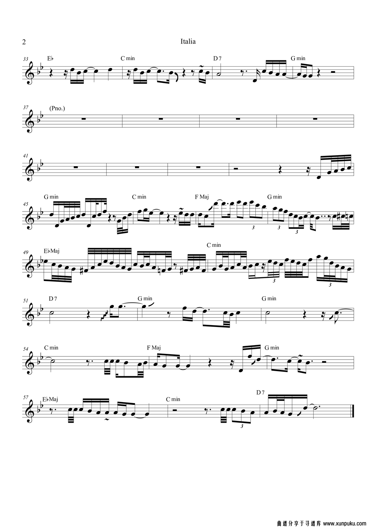 italia（次中音萨克斯）萨克斯谱第2页