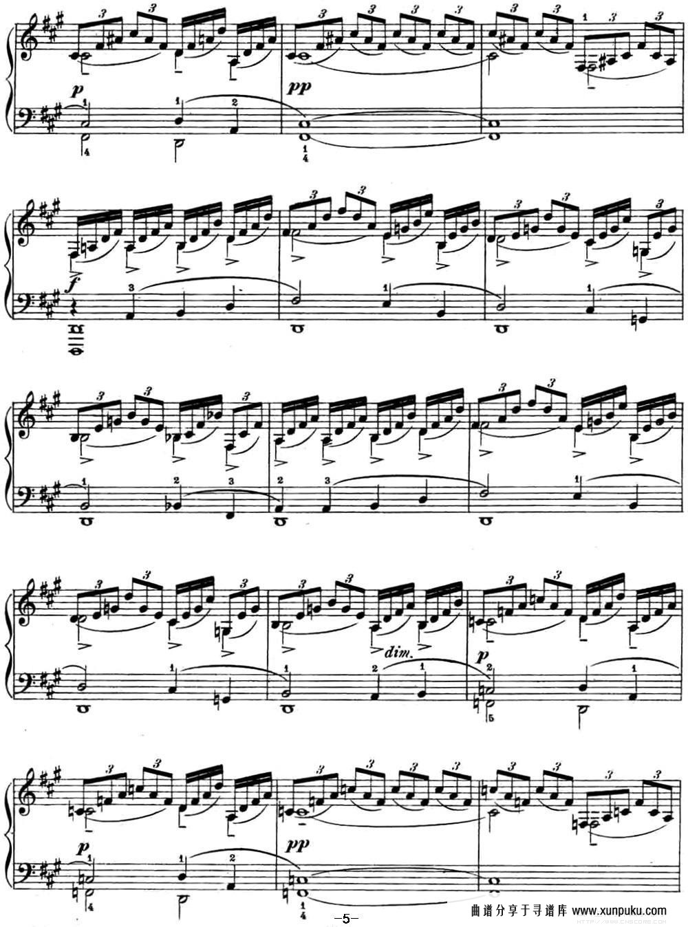 拉赫玛尼诺夫 幻想小品集 Op.3 No.4 小丑 升f小调钢琴谱第5页