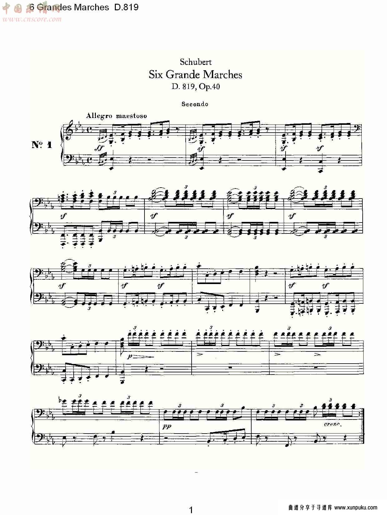6 grandes marches d.819  6贵族进行曲d.819（一）总谱第1页