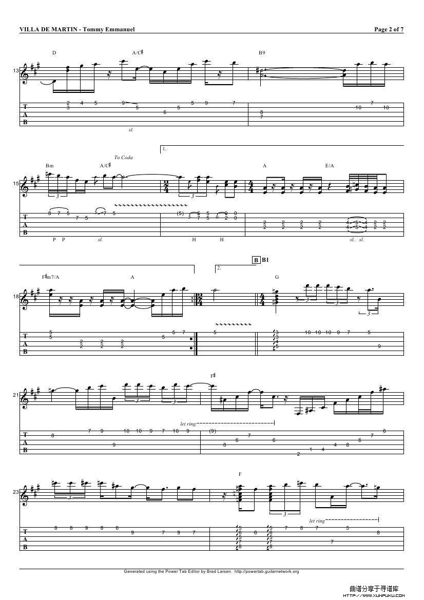 tommy emmanuel：villa de martin（指弹吉它）吉他谱第2页