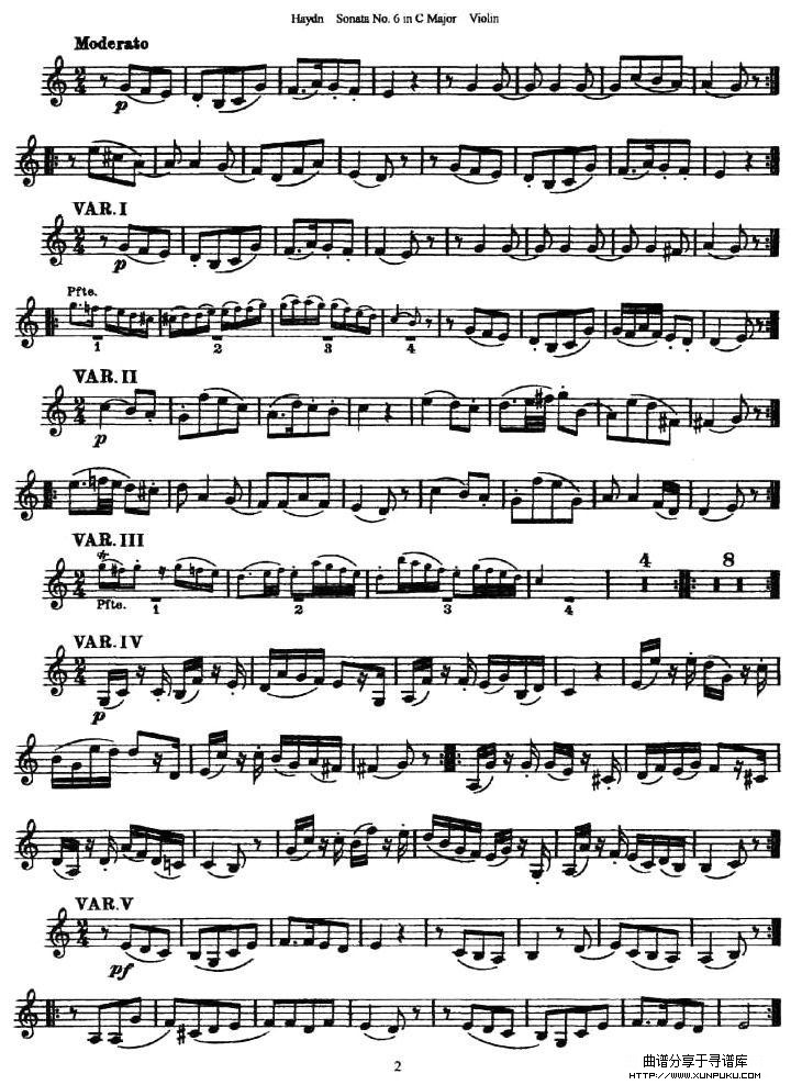 Soata No.6. in C Major小提琴谱第2页