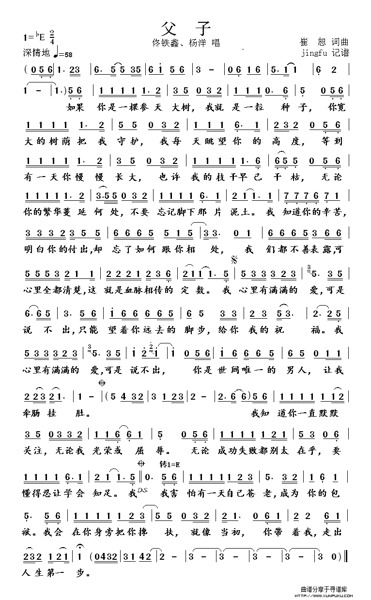 父子（2016年春晚歌曲）简谱