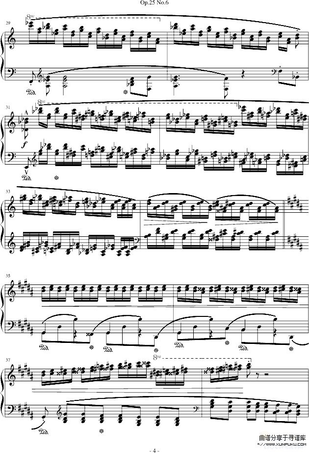 肖邦练习曲 Op.25 No.6-肖邦钢琴谱第4页