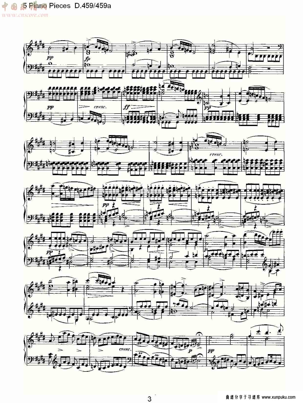 5 piano pieces d.459/459a    钢琴五联奏d.459/459a（一）总谱第4页