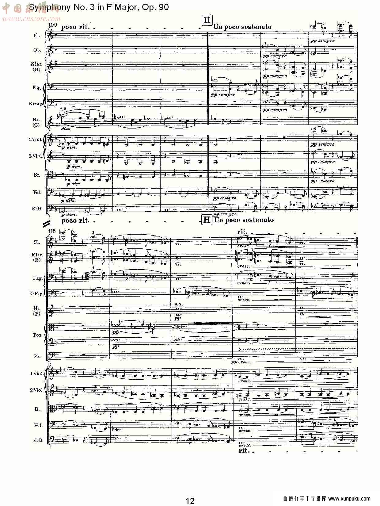 f大调第三交响曲, op.90第一乐章（三）总谱第2页
