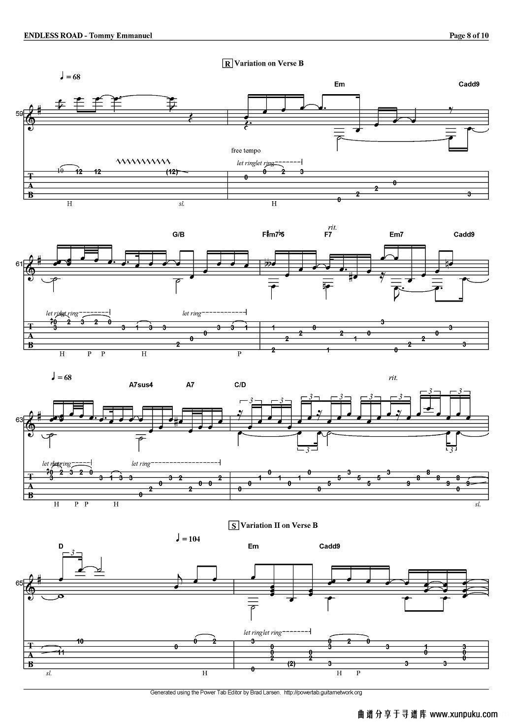tommy emmanuel：endless road（指弹吉他）吉他谱第8页