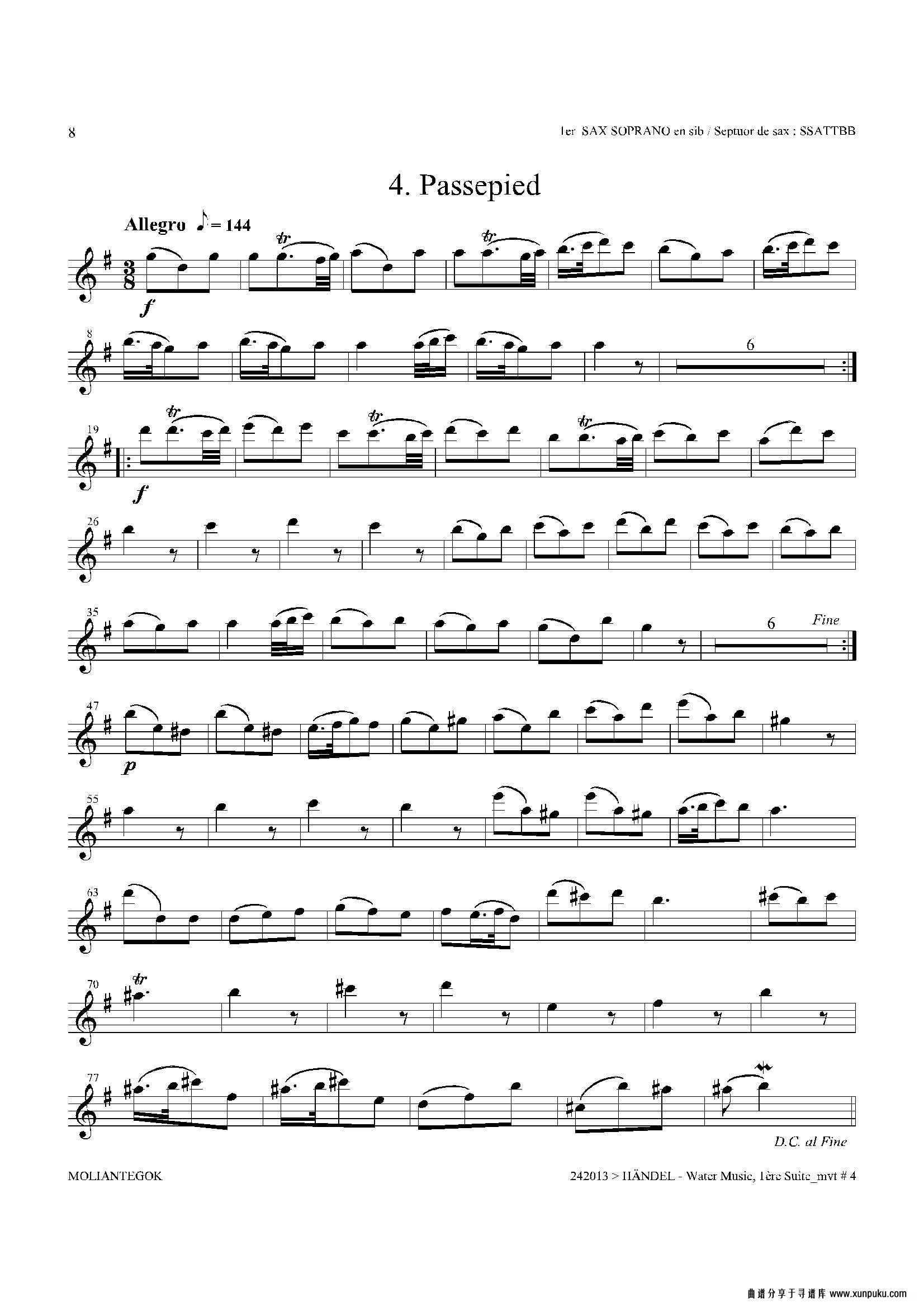 water music（hwv.348 no.1）（第一高音萨克斯）萨克斯谱第7页
