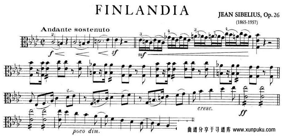 FINLANDIA（中提琴）小提琴谱