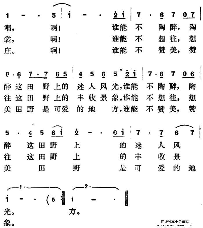 美丽的田野简谱第2页