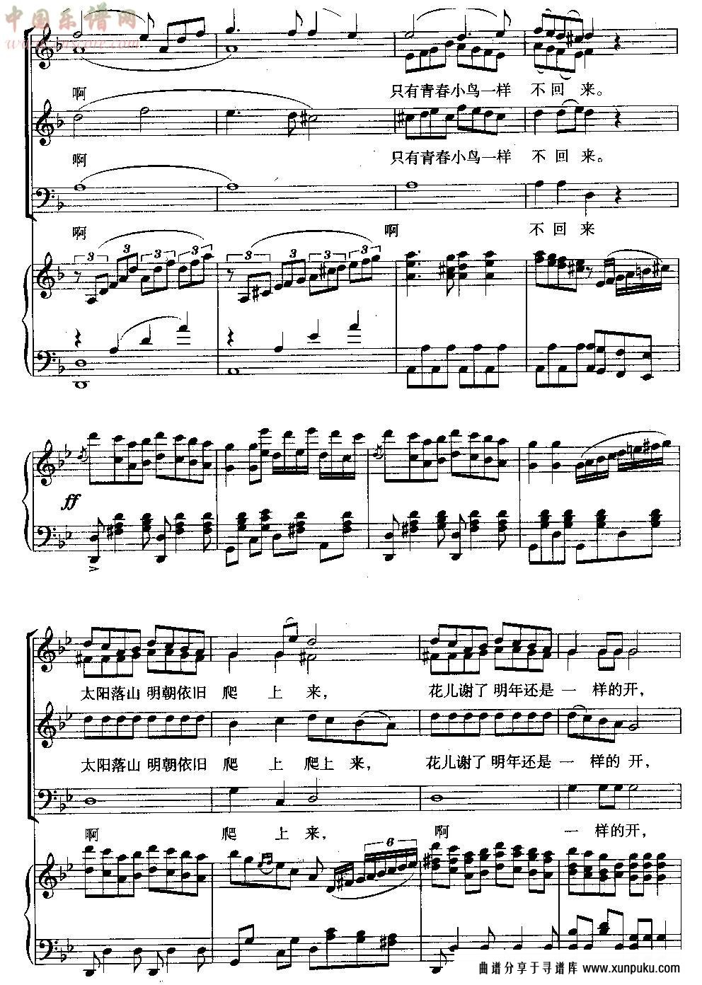 青春舞曲(合唱线谱)简谱第4页