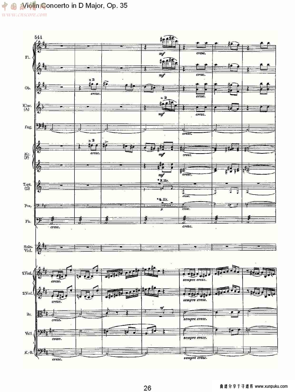 d大调小提琴协奏曲, op.35第三乐章（六）总谱第1页