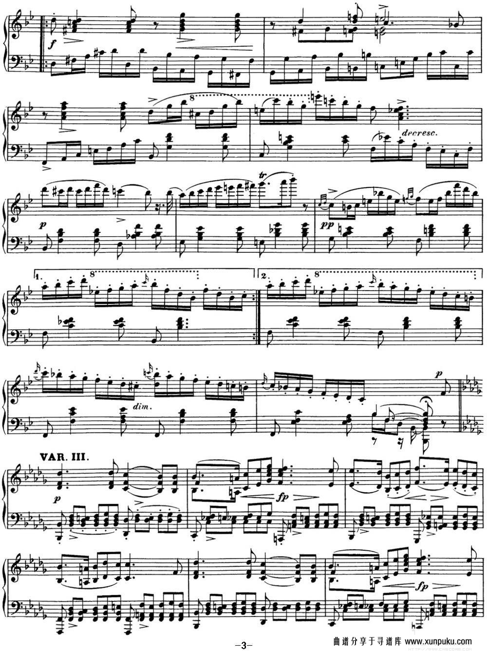 舒伯特降B大调即兴曲D.935，Op.142钢琴谱第3页