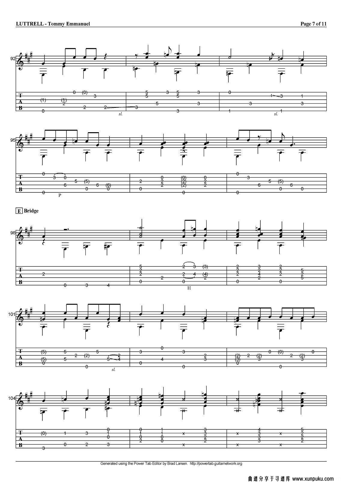 tommy emmanuel：luttrell（指弹吉他）吉他谱第7页
