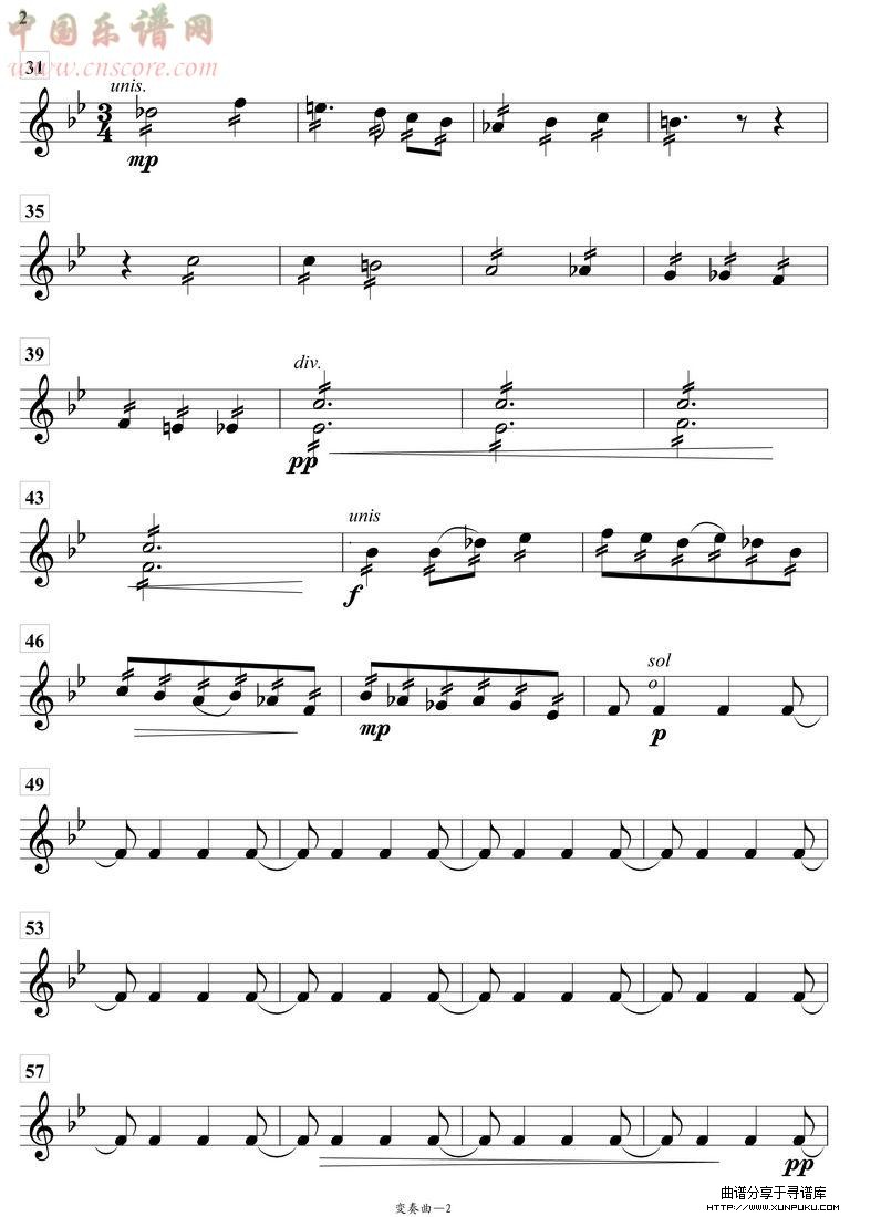 变奏曲琵琶分谱总谱第2页