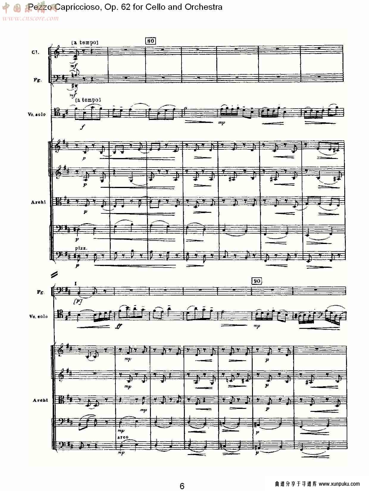 大提琴与管弦乐pezzo capriccioso, op.62（二）总谱第1页
