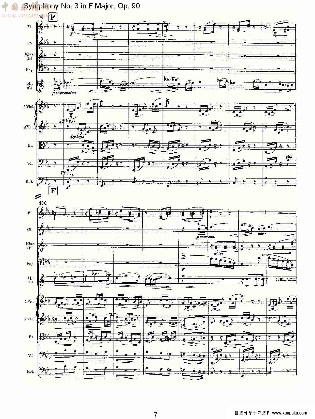 f大调第三交响曲, op.90第三乐章（二）总谱第2页