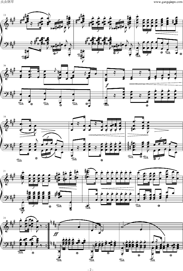 波兰军队舞曲op.40 no.1钢琴谱(钢琴曲)钢琴谱第2页