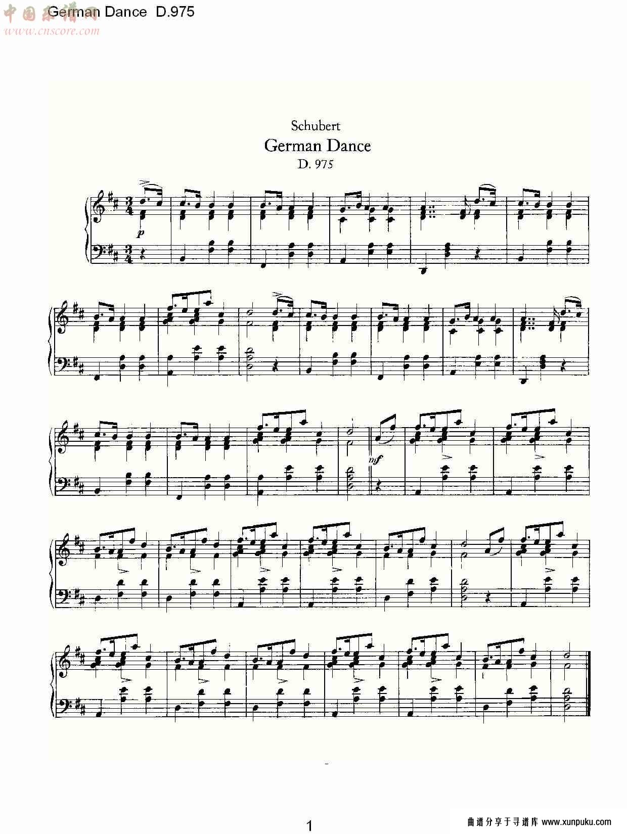 german dance d.975    德国舞曲d.975总谱