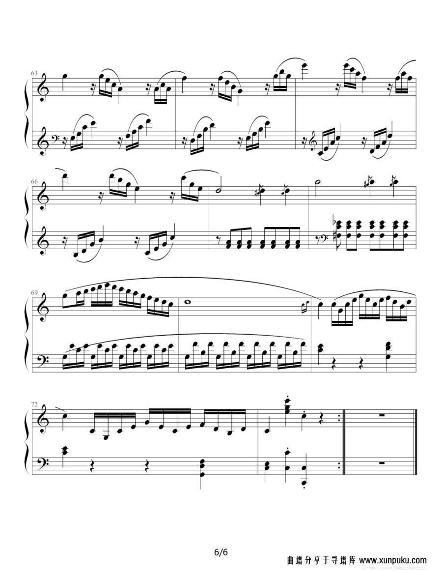 奏鸣曲 sonatas k.545（mozart 制谱版）钢琴谱第6页