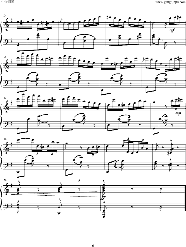 喷泉钢琴谱(钢琴曲)钢琴谱第6页