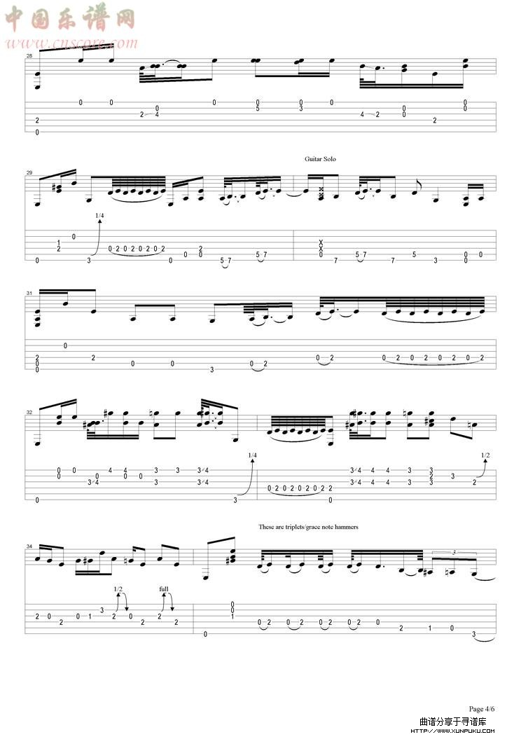 hear my train a comin` (acoustic)吉他谱第4页