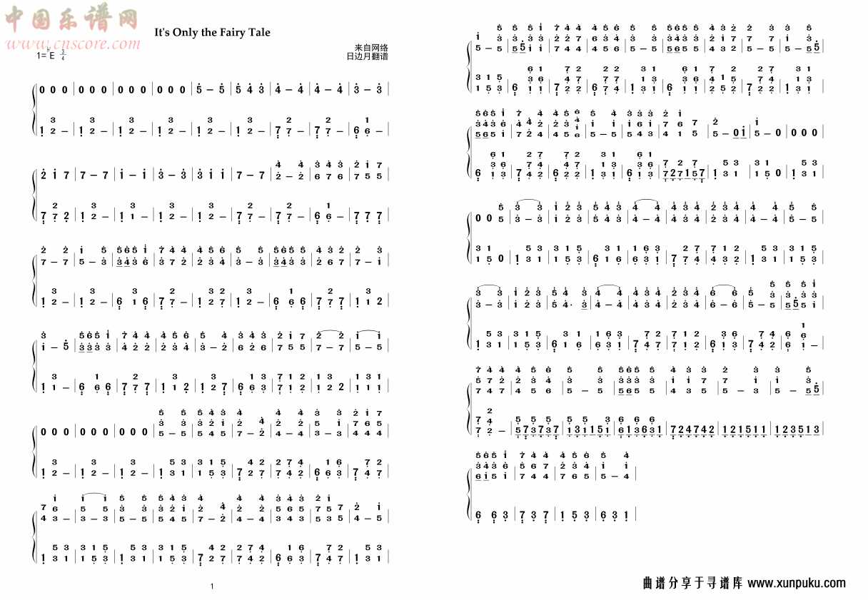 it`s only the fairy tale 简谱钢琴曲钢琴谱