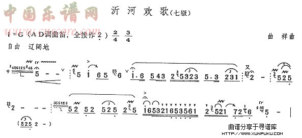 沂河欢歌（七级）笛箫谱第1页
