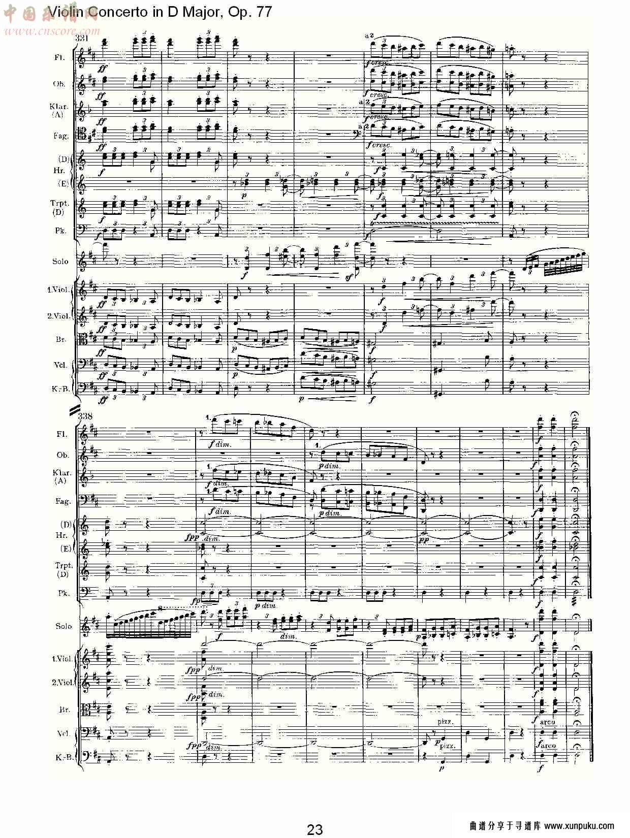 d大调小提琴协奏曲, op.77第三乐章（五）总谱第3页
