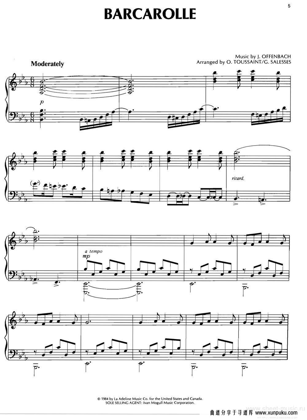 BARCAROLLE钢琴谱第1页