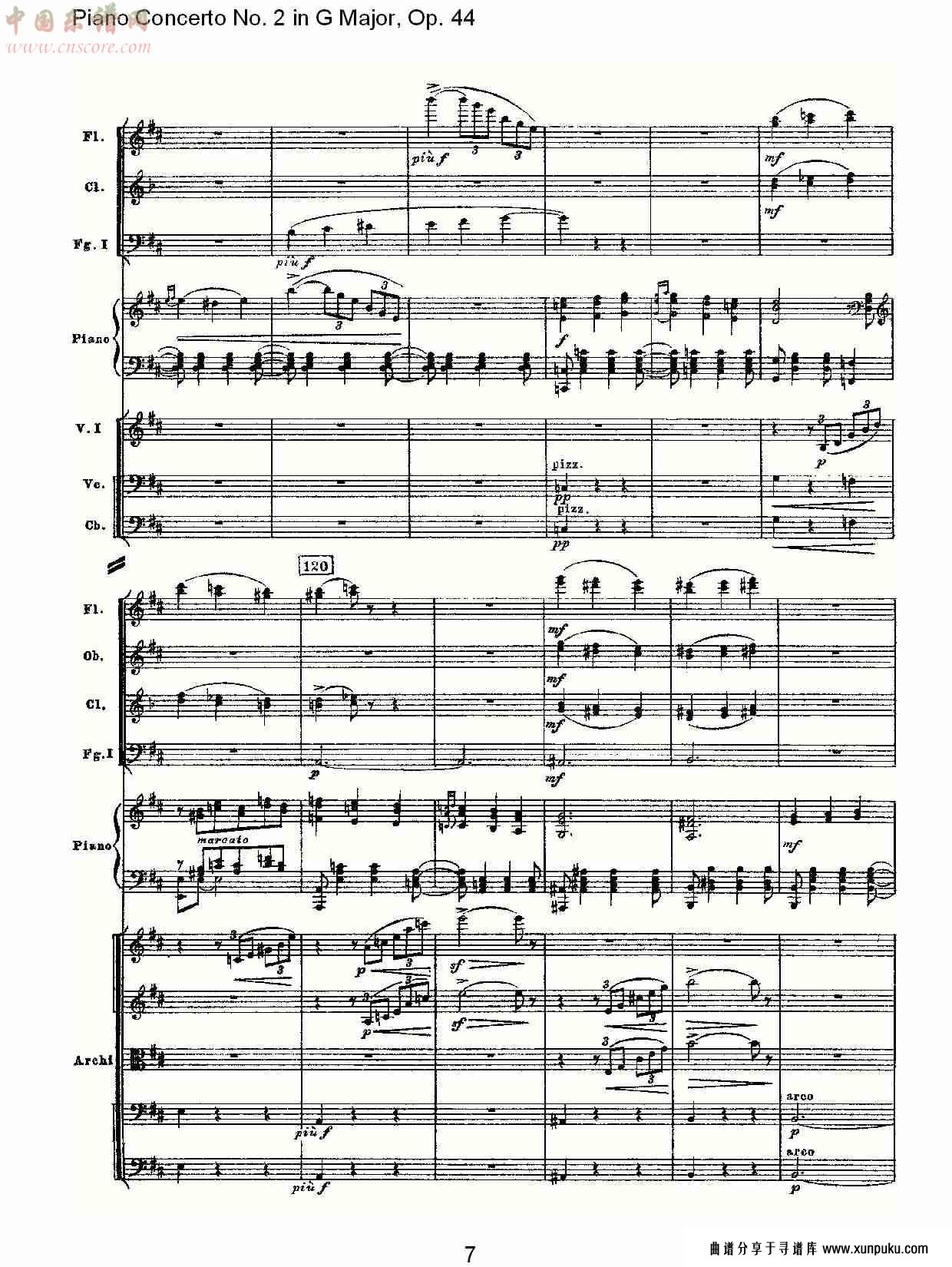 g大调第二钢琴协奏曲, op.44第二乐章（二）总谱第3页
