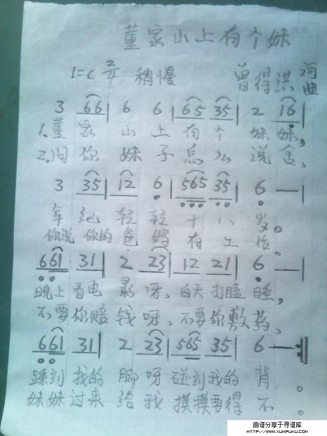 董家山上有个妹简谱