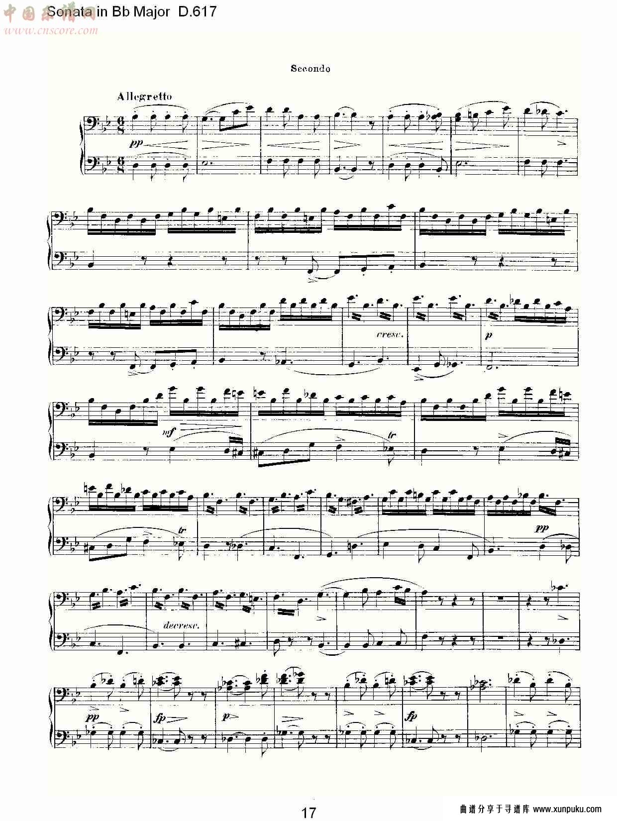 sonata in bb major d.617  bb大调奏鸣曲d.617（四）总谱第2页