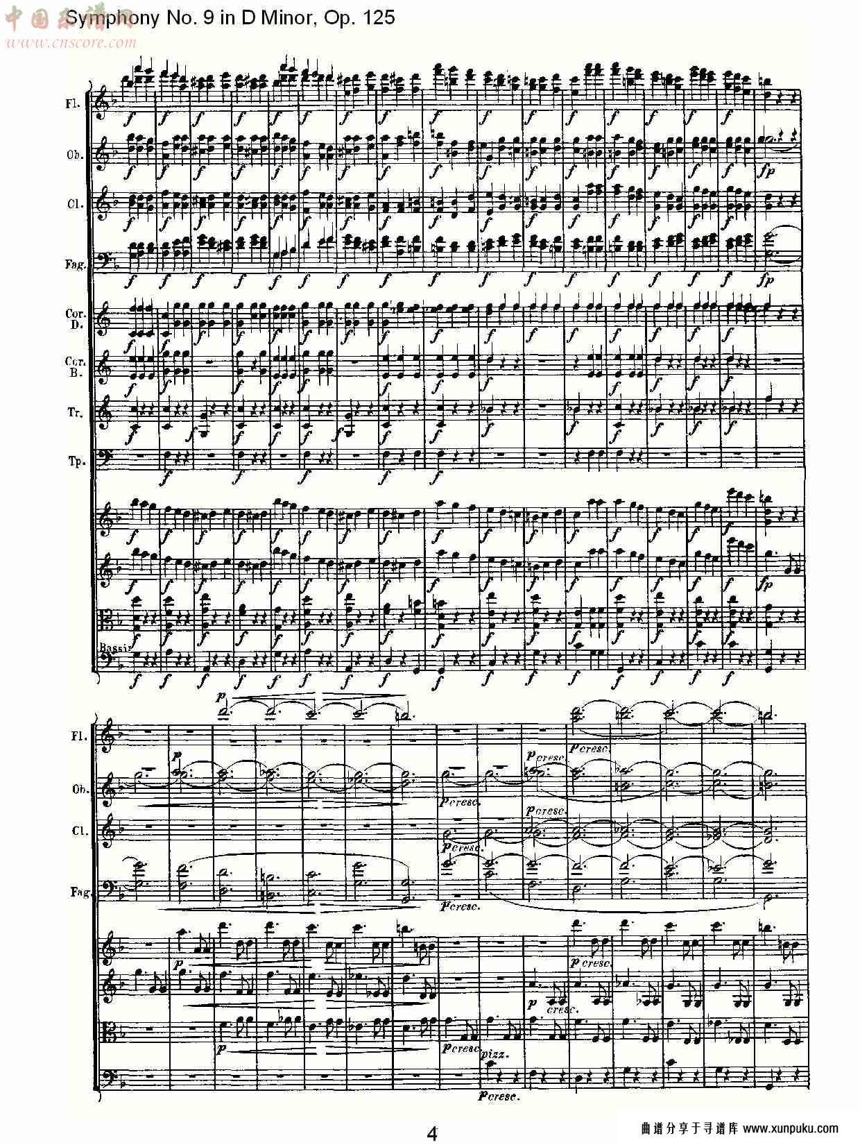 （d小调第九交响曲 op.125）第二乐章（一）总谱第4页