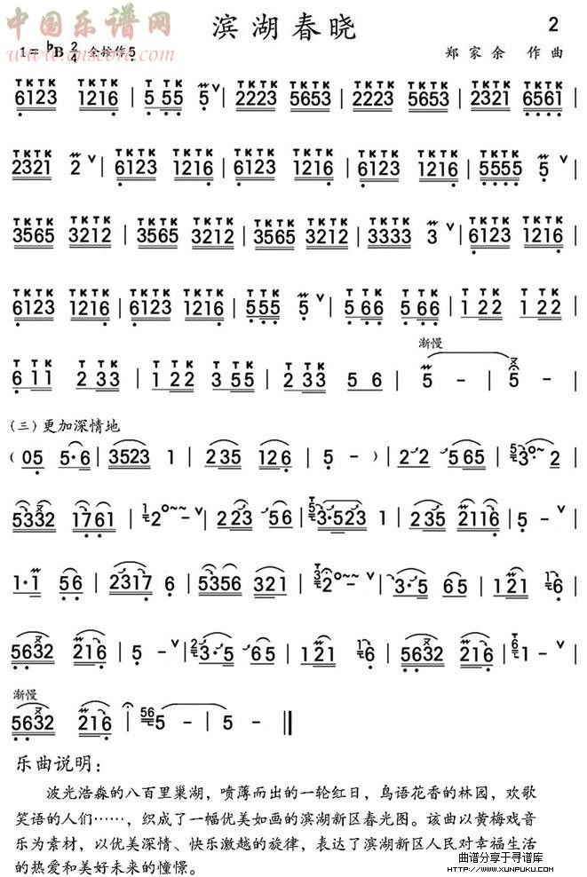 滨湖春晓笛箫谱第2页