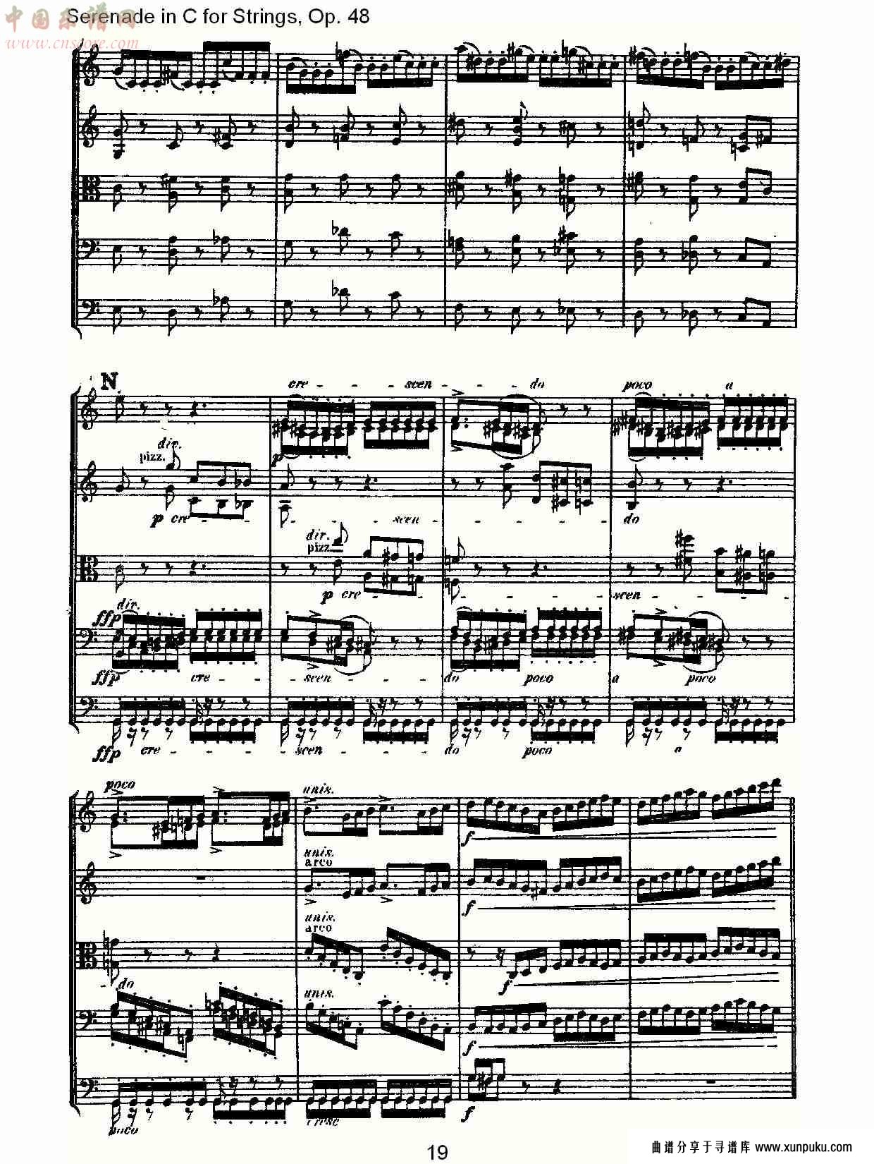 serenade in c for strings, op.48  c调弦乐小夜曲，op.48（四）总谱第4页