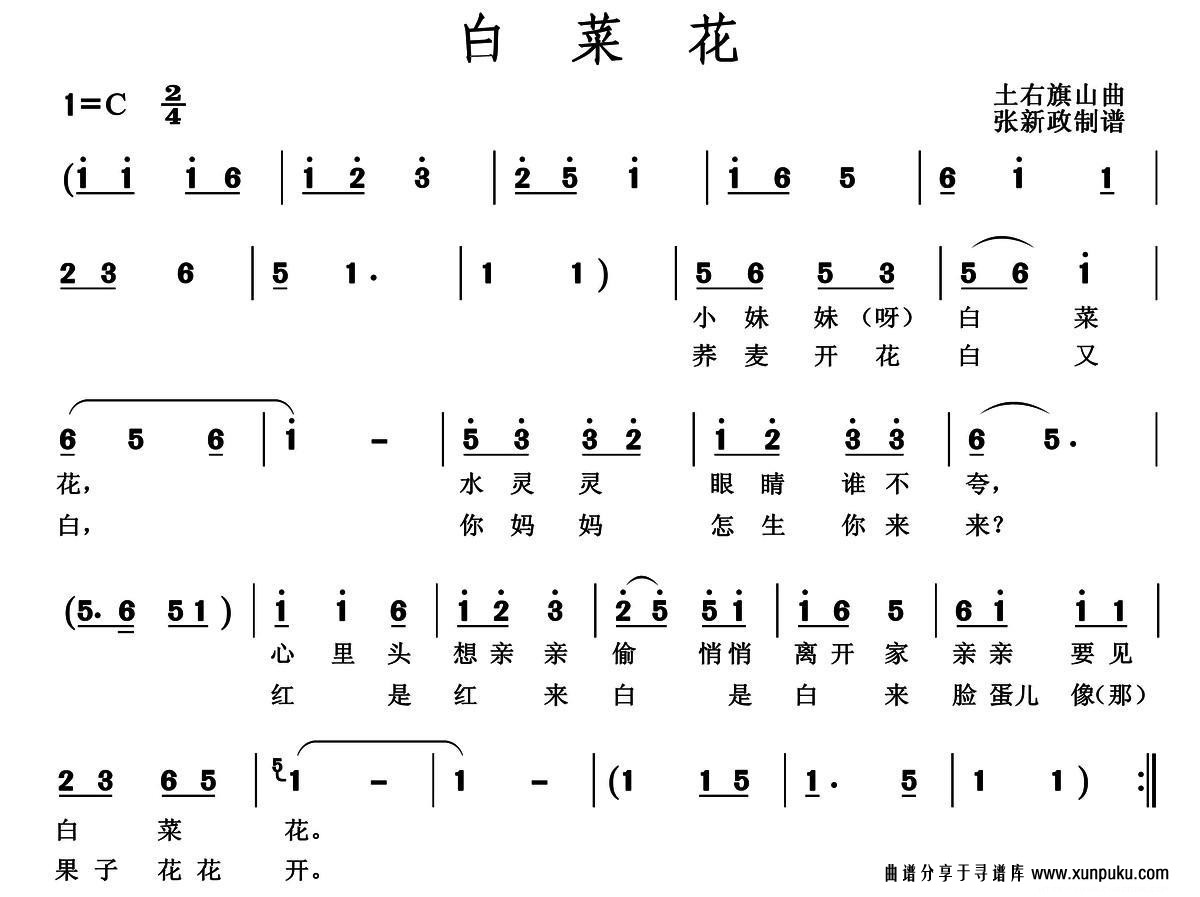 白菜花简谱