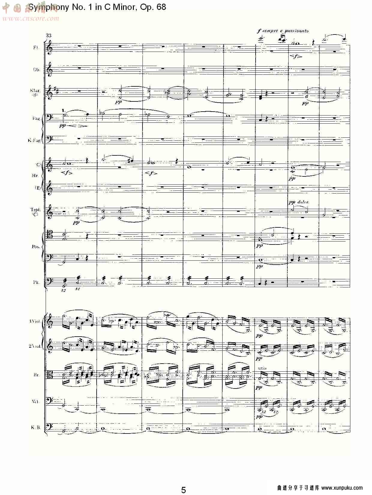 c小调第一交响曲, op.68 第四乐章（一）.总谱第5页