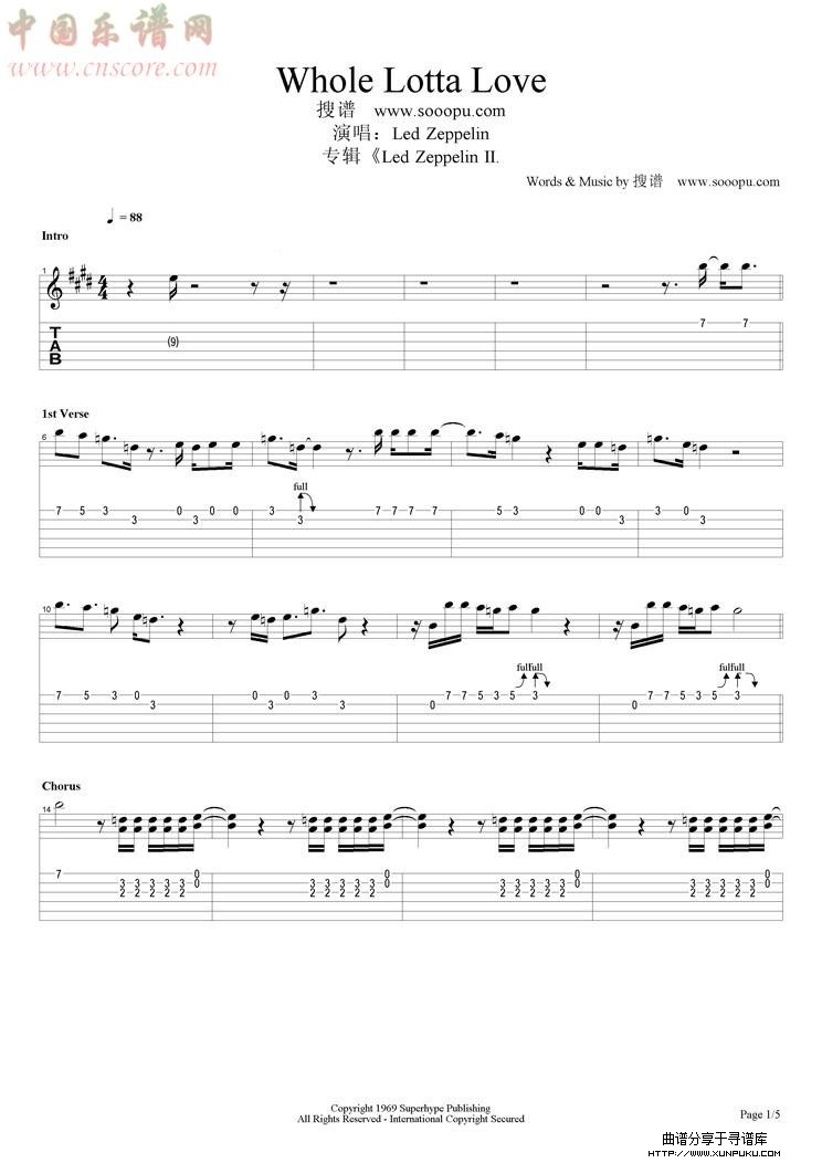 whole lotta love吉他谱第1页