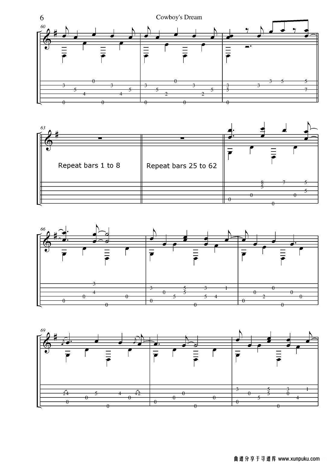 tommy emmanuel：cowboys dream(1)吉他谱第6页